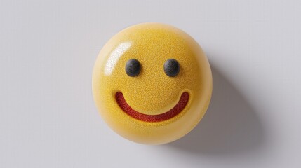 Fototapeta premium Smiling yellow emoji - shaped object