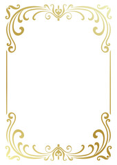 Golden border, abstract lines, vintage pattern for frames, decorative elements for cards, photo frames