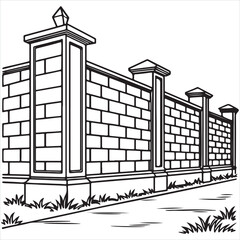 Brick Wall Pattern Icon – Black and White Seamless Design

