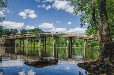 Old North Bridge spanning the Concord River, Minute Man National Historical Park, Concord, Massachusetts, New England, USA, North America