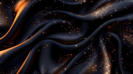 Dark, luxurious fabric with golden glitter.