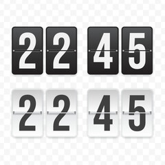 Vector illustration of a flip clock icon sign and symbol  quarter to twenty-three. Black and white colored icons for website design .Simple design