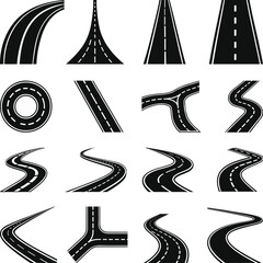 Road Svg Bundle, road Vector clipart Silhouette, highway Silhouette, Bending Svg, Street Svg