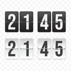 Vector illustration of a flip clock icon sign and symbol  quarter to twenty-two. Black and white colored icons for website design .Simple design