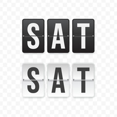 Vector illustration of a flip clock icon sign and symbol  Saturday. Black and white colored icons for website design .Simple design