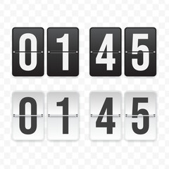 Vector illustration of a flip clock icon sign and symbol  quarter to two. Black and white colored icons for website design .Simple design