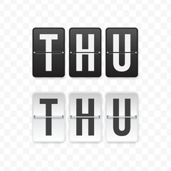 Vector illustration of a flip clock icon sign and symbol  Thursday. Black and white colored icons for website design .Simple design