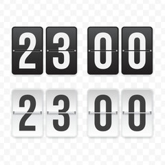 Vector illustration of a flip clock icon sign and symbol  twenty-three o'clock. Black and white colored icons for website design .Simple design
