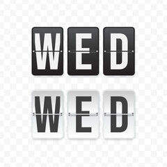 Vector illustration of a flip clock icon sign and symbol  Wednesday. Black and white colored icons for website design .Simple design