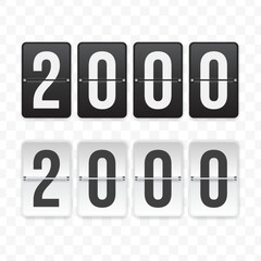 Vector illustration of a flip clock icon sign and symbol  2000. Black and white colored icons for website design .Simple design
