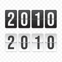 Vector illustration of a flip clock icon sign and symbol  2010. Black and white colored icons for website design .Simple design