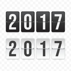 Vector illustration of a flip clock icon sign and symbol  2017. Black and white colored icons for website design .Simple design