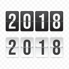 Vector illustration of a flip clock icon sign and symbol  2018. Black and white colored icons for website design .Simple design