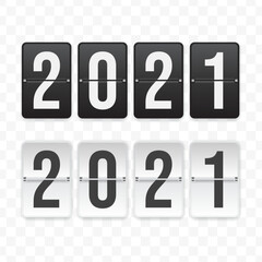 Vector illustration of a flip clock icon sign and symbol  2021. Black and white colored icons for website design .Simple design