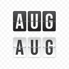 Vector illustration of a flip clock icon sign and symbol  August. Black and white colored icons for website design .Simple design