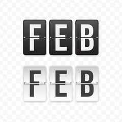 Vector illustration of a flip clock icon sign and symbol  February. Black and white colored icons for website design .Simple design