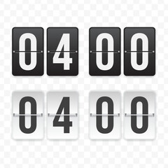 Vector illustration of a flip clock icon sign and symbol  four o'clock. Black and white colored icons for website design .Simple design