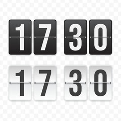 Vector illustration of a flip clock icon sign and symbol  half past seventeen. Black and white colored icons for website design .Simple design