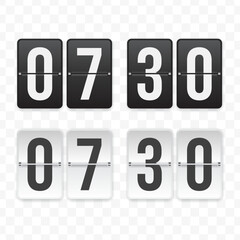 Vector illustration of a flip clock icon sign and symbol  half past seven. Black and white colored icons for website design .Simple design