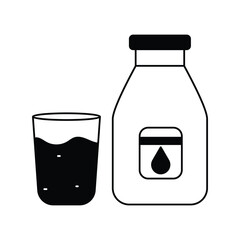 kefir glyph outline icon with white background vector stock illustration