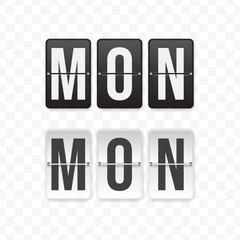 Vector illustration of a flip clock icon sign and symbol  Monday. Black and white colored icons for website design .Simple design