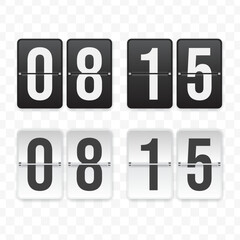 Vector illustration of a flip clock icon sign and symbol  quarter past eight. Black and white colored icons for website design .Simple design