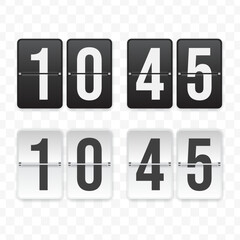 Vector illustration of a flip clock icon sign and symbol  quarter to eleven. Black and white colored icons for website design .Simple design