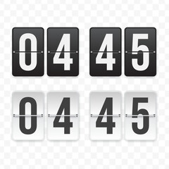 Vector illustration of a flip clock icon sign and symbol  quarter to five. Black and white colored icons for website design .Simple design
