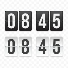 Vector illustration of a flip clock icon sign and symbol  quarter to nine. Black and white colored icons for website design .Simple design