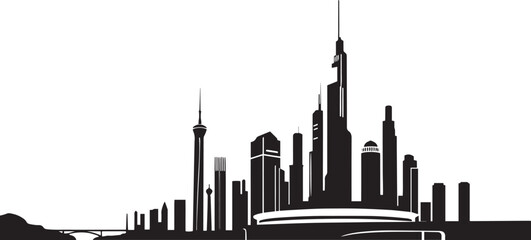 Obraz premium Futuristic cityscape. Hand drawn vector illustration 