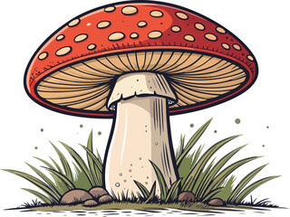 White Background Mushroom Vector Illustration Design