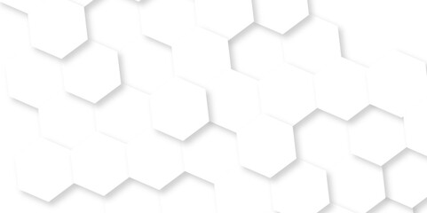 Naklejka premium Minimal white hexagonal hexagon modern technology creative emboss light honeycomb polygonal web. abstract geometric science and mosaic tile with template texture background. 