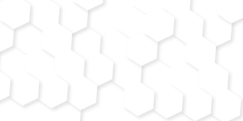 Fototapeta premium Minimal white hexagonal hexagon modern technology creative emboss light honeycomb polygonal web. abstract geometric science and mosaic tile with template texture background. 