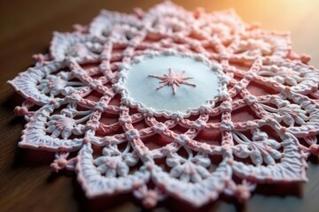 Obraz premium Geometric lace doily with intricate repeating motif, lace, beauty