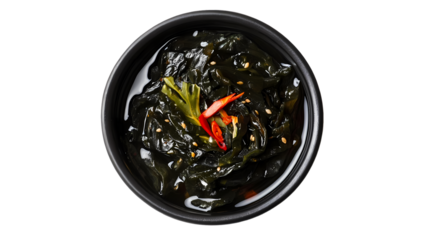 Wakame Seaweed Salad Recipe Bowl Asian isolated on transparent background