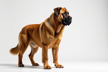 Obraz premium Majestic mastiff, powerful stance, white background, pet, head shot