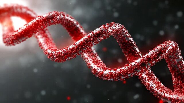 Intricate Red DNA Double Helix Strand