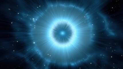 Obraz premium Cosmic blue energy burst in space