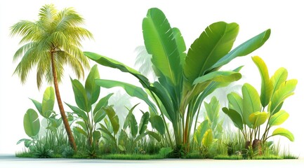 Obraz premium Tropical garden scene with lush foliage