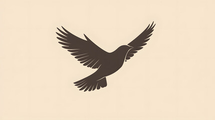 Fototapeta premium Soaring Silhouette: A serene visual of a dove, its wings outstretched in a moment of graceful flight, embodying freedom and peace.
