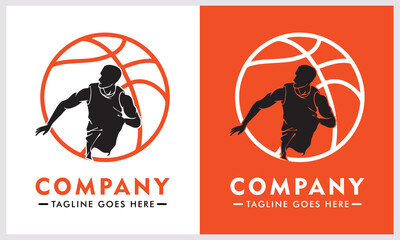 Fototapeta premium Minimalist vector logo, icon or illustration in modern style related to basketball.