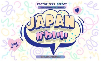 Editable text effect Japanese Kawaii Congrats promotion template 3d cartoon template. Vertical banner template for social media posts, mobile apps, banners design, web or internet ads