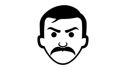 simple shape of a angry person with mustache, simple sign of a angry person face with mustache