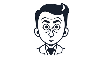 funny cartoon amazed face of a person in a suit vector illustration, simple shape of a amazed person in suit vector illustration