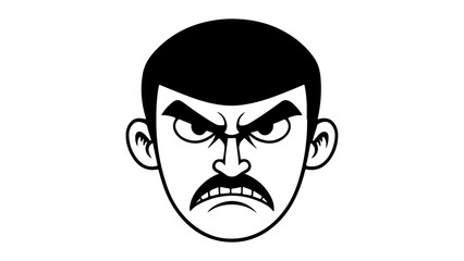 angry person face vector illustration, very angry outline vector illustration of a man with mustache 