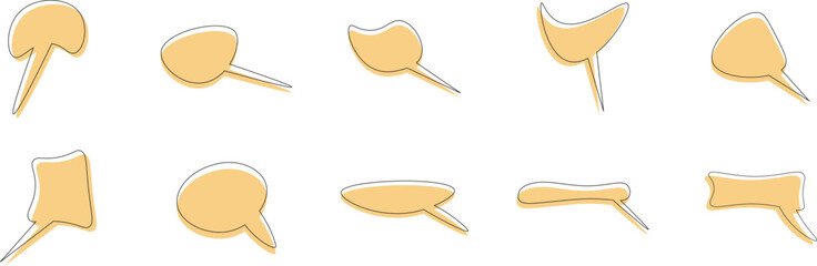 Chat Bubble Icon Set in Filled and Line Style for Communication Design, Isolated on Transparent Background. Vector Illustration
