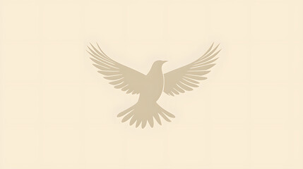 Fototapeta premium Dove in Flight: A simple yet elegant representation of a dove in mid-flight, symbolizing peace and serenity against a clean backdrop.