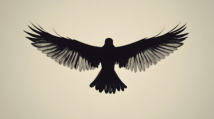 Fototapeta premium Silhouette Flight: A stark, elegant silhouette of a bird soaring in full flight against a muted, neutral backdrop, a visual metaphor for freedom, grace, and ambition.