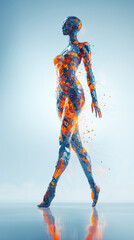 Futuristic female android with glowing elements