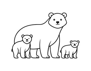 Adorable Polar Bear Family | Cute Cartoon Coloring Page for Kids & Holiday Fun